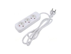 Przedłużacz sieciowy 3x1,5mm2 Gniazda: 3 guma biały 3m 10A PS0-03E-0300-W