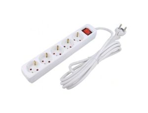 Przedłużacz sieciowy 3x1,5mm2 Schuko Gniazda: 5 guma biały 3m PS1-05F-0300-W