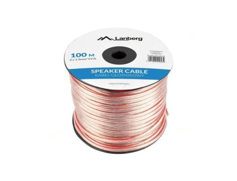 Przewód: głośnikowy 2x1,5mm2 linka CCA przezroczysty -3070C SC-2X15-10CC-1000-TR