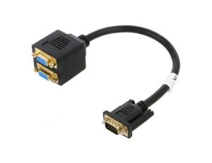 Rozgałęźnik VGA gniazdo x2,VGA wtyk Full HD 1080p 0,2m ABS AD-0020-BK