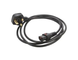 Kabel BS 1363 (G) wtyk, IEC C13 żeński 4m z blokadą IEC LOCK IL13-UK1-H05-3100-400