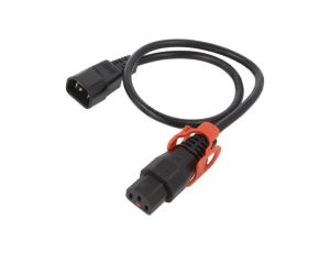 Kabel IEC C13 żeński, IEC C14 męski 0,5m z blokadą IEC LOCK+ IL13P-C14-H05-3100-050
