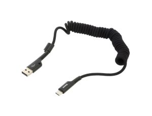 Kabel spiralny USB 2.0 USB A wtyk - USB C wtyk 1m czarny 2A CATSR-01