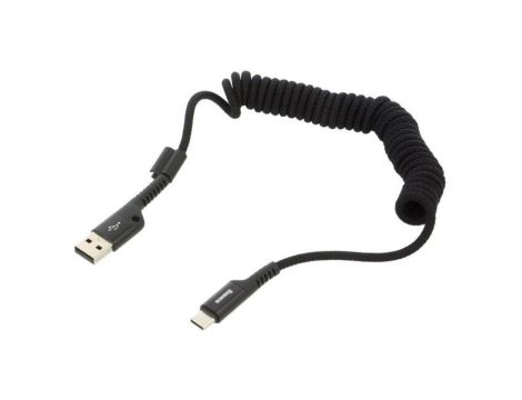 Kabel spiralny USB 2.0 USB A wtyk - USB C wtyk 1m czarny 2A CATSR-01