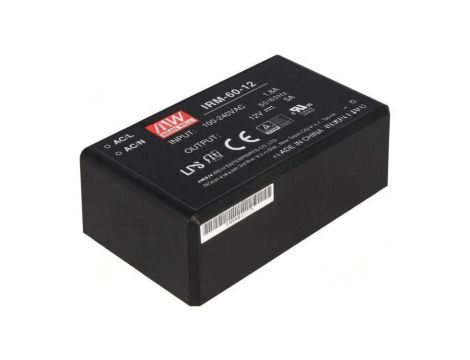 Przetwornica AC/DC 60W 85-264VAC 12VDC Iwyj 5000mA PCB IRM-60-12