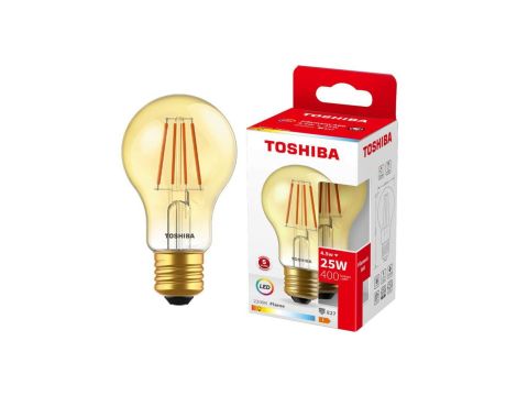 Żarówka LED E27 A60 4,5W = 25W 400lm 2200K Ciepła Filament Bursztynowa TOSHIBA