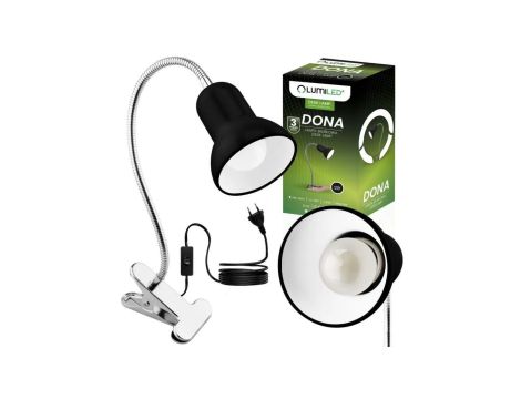 Lampka Biurkowa Stołowa Regulowana DONA Szkolna Nocna E27 Klips Czarna LUMILED
