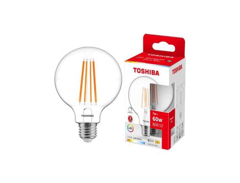 Żarówka LED E27 G95 7W = 60W 806lm 2700K Ciepła Filament Ściemnialna TOSHIBA