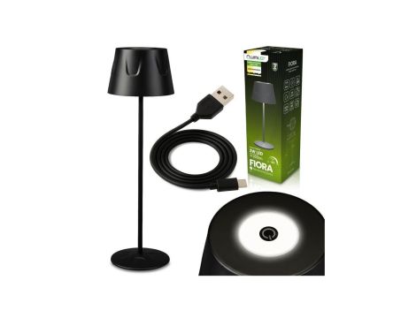 Lampa Ogrodowa LED Stojąca Ozdobna Stołowa Nocna USB Ściemnialna Dotykowa Czarna FIORA LUMILED