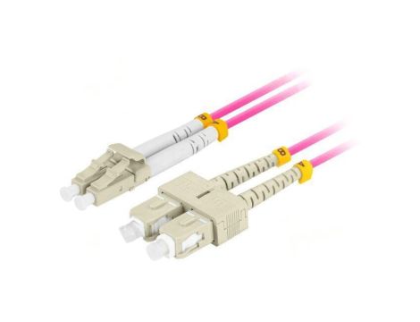 Patch cord światłowodowy OM4 LC/UPC,SC/UPC 5m LSZH fioletowy FO-LUSU-MD41-0050-VT