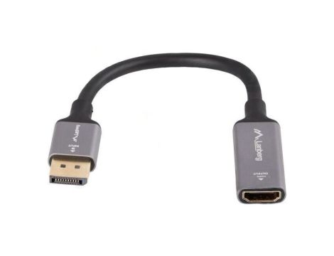 AD-DP-HD-02 Adapter DisplayPort wtyk,HDMI gniazdo 0,2m czarny aluminium
