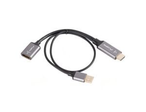 Adapter DisplayPort gniazdo,HDMI wtyk,USB A wtyk 0,2m czarny AD-HD-DP-02