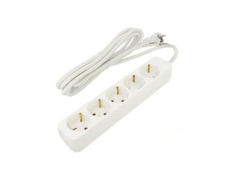 Przedłużacz sieciowy 3x1,5mm2 Schuko Gniazda: 5 guma biały 3m PS0-05F-0300-W
