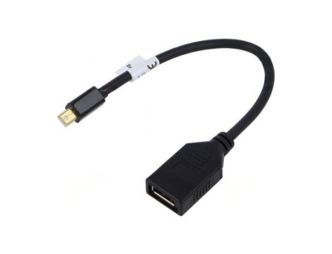 Adapter DisplayPort gniazdo,DisplayPort mini wtyk 0,1m ABS AD-0003-BK