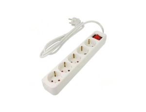 Przedłużacz sieciowy 3x1mm2 Schuko Gniazda: 5 guma biały 1,5m PS1-05F-0150-W