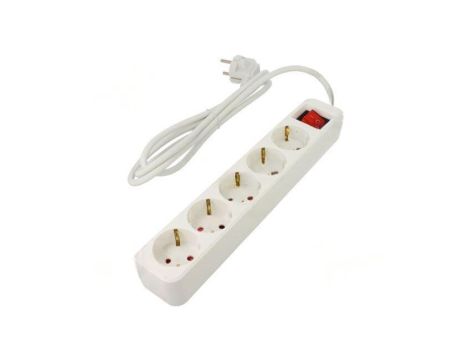 Przedłużacz sieciowy 3x1mm2 Schuko Gniazda: 5 guma biały 1,5m PS1-05F-0150-W