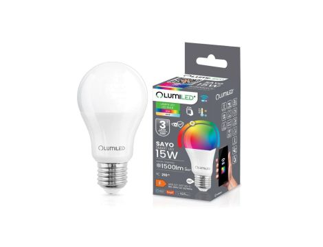 Żarówka LED E27 A65 15W = 100W 1500m RGB CCT Ściemnialna Inteligentna TUYA WiFi SMART SAYO LUMILED