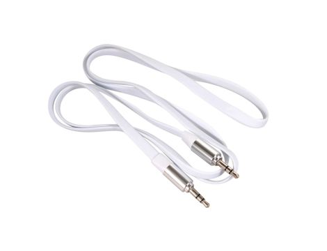 Przewód jack 3.5mm, płaski 2m, metalowy wtyk, white Maclean MCTV-695 W MCTV-695