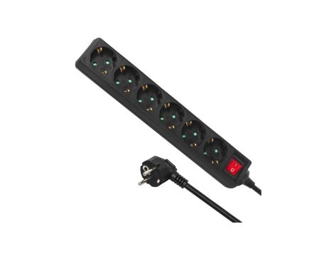 Listwa zasilająca przedłużacz 6 gniazd z wył czarny typ niemiecki 1,4m Maclean Energy MCE189G 3500W MCE189