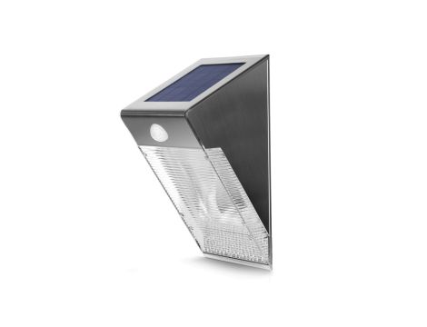 Lampa solarna ścienna 4 SMD Maclean Energy z czujnikiem ruchu MCE167 inox MCE167