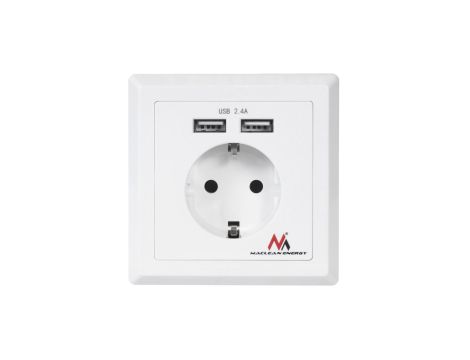 Gniazdko prądowe do zabudowy z 2xUSB Maclean MCE237 niemieckieUSB 5V, 2.4A 86x86mm MCE237