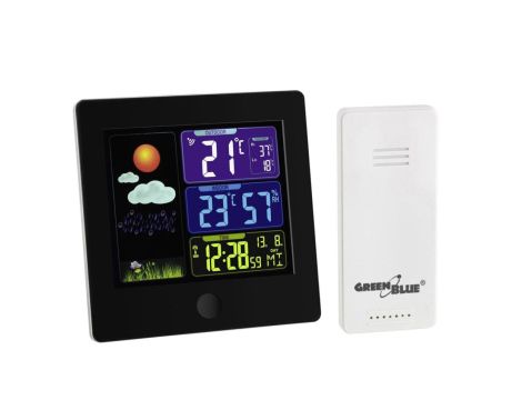 Stacja pogody bezprzewodowa z systemem DCF GreenBlue GB521B black GB521