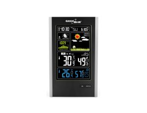 Stacja pogody bezprzewodowa DCF, ciśnienie, fazy księżyca,ładowarka USB GreenBlue GB520 black GB520