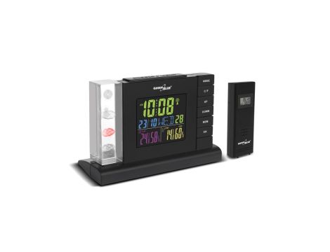 Stacja pogody bezprzewodowa DCF IN/OUT ładowarka GreenBlue GB141 black 3D Crystal GB141