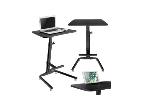 Biurko stolik Maclean, regulacja wysokości, sprężyna gazowa, do pracy stojąco siedzącej, czarny, max wys 120cm, MC-849B