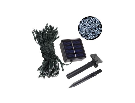 Solarne lampki choinkowe LED Maclean, 12m długości, 100 diód LED, temp. barwowa 6500K Cold White, 8 trybów, bateria NiMH 600mAh