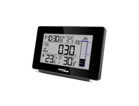 Stacja pogody bezprzewodowa z systemem DCF GreenBlue GB541, ilość opadów deszczu, kalendarz, termometr