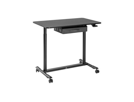 Kompaktowe mobilne biurko do pracy w pozycji stojącej z okrągłymi nogami i szufladą Maclean, max. 10kg, max. wys. 1070mm, MC-925