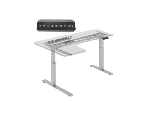 Biurko elektryczne narożne bez blatu Ergo Office, do pracy stojąco-siedzącej, max. 125kg max. wys. 1280mm, ER-432