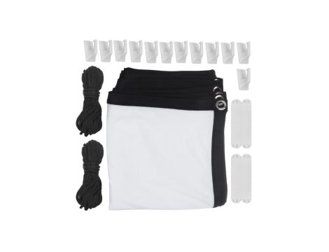 Ekran projekcyjny Maclean, 100 cali 220x124cm, obramowanie 25mm 16:9, haczyki do naciągu, MC-981