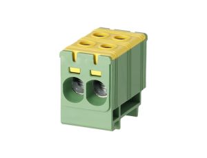 Blok rozdzielczy odgałęźny 2-polowy Al/Cu 2,5-35mm2 (max. 35mm2) na szynę TH35 żółto-zielony FJ-E35/2/D HEDO