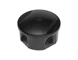 Puszka instalacyjna natynkowa typu KLIK 84x40mm IP44 czarna okrągła z dławikami PAWBOL
