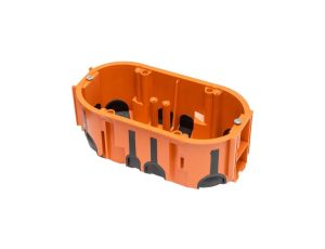 Puszka instalacyjna podtynkowa podwójna typu ProDuo fi: 68x60 dwukomponentowa wiatroszczelna IP30 pomarańczowa