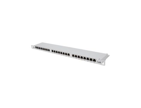 Patch Panel Rack 19 0.5U, 24 porty RJ45 Cat6 FTP, szary