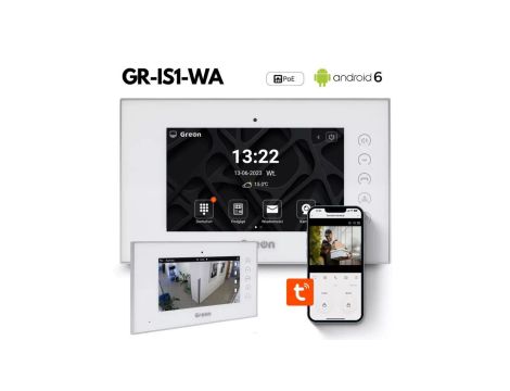 GR-IS1-WA Monitor 7 system Android, interkom, sterowanie przekaźnikami, PoE, podgląd kamer IP, kolor biały