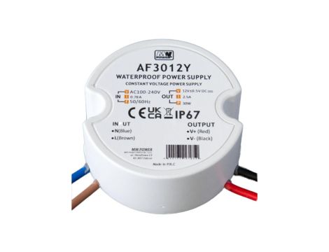 Zasilacz LED dopuszkowy 30W 24V/1.25A okrągły IP67 AF3024Y MW POWER