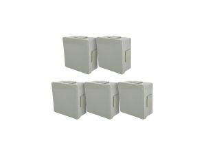 Puszka hermetyczna natynkowa 86x86x40mm 4-wlotowa, z dławikami gumowymi, IP55 zamknięcie na klik szara EDO 5 szt.