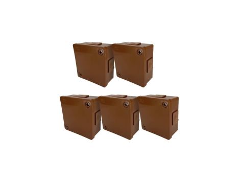 Puszka hermetyczna natynkowa 86x86x40mm 4-wlotowa, z dławikami gumowymi, IP55 zamknięcie na wkręty, brązowa EDO 5 szt