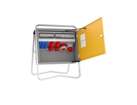 Rozdzielnica budowlana elBOX-M W63-012209 IP44 wtyk CEE 63A-5P gn: 9xGK 230V 16A 2x16A 2x32A 1x63A 2xRCCB