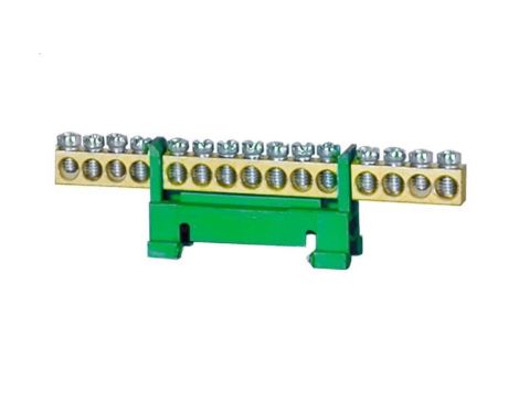 Listwa zerowa 15-modułowa niska podstawa - zielona F2.0119