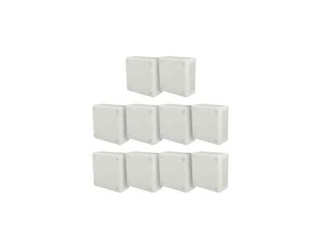 Puszka hermetyczna natynkowa 98x98x42mm 12-wlotowa, z dławikami gumowymi, IP55 zamknięcie na wkręty, biała EDO 10szt