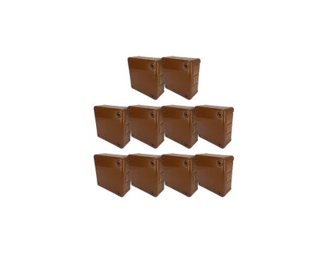 Puszka hermetyczna natynkowa 98x98x42mm 12-wlotowa, z dławikami gumowymi, IP55 zamknięcie na wkręty brązowa EDO 10szt