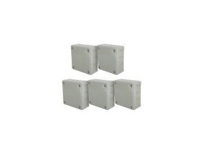 Puszka hermetyczna natynkowa 98x98x42mm 12-wlotowa, z dławikami gumowymi, IP55 zamknięcie na wkręty, szara EDO 5szt.