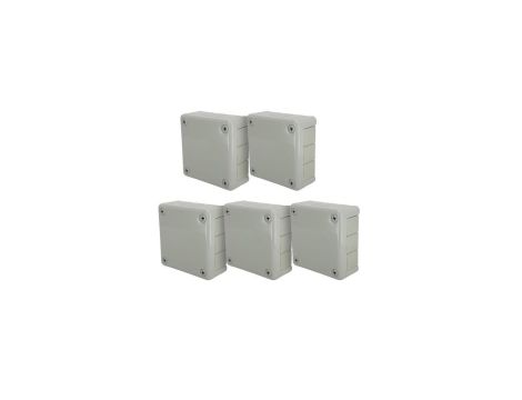 Puszka hermetyczna natynkowa 98x98x42mm 12-wlotowa, z dławikami gumowymi, IP55 zamknięcie na wkręty, szara EDO 5szt.