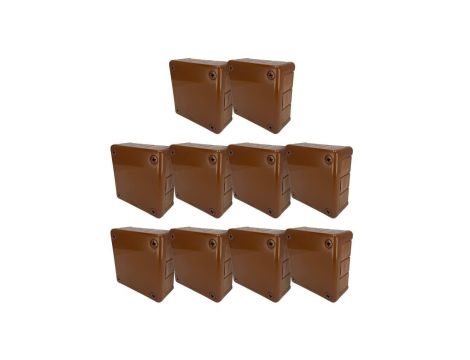 Puszka hermetyczna natynkowa 118x118x46mm 12-wlotowa z dławikami gumowymi IP55 zamknięcie na wkręty, brązowa EDO 10szt