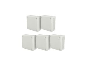 Puszka hermetyczna natynkowa 118x118x46mm 12-wlotowa, z dławikami gumowymi, IP55 zamknięcie na wkręty, biała EDO 5szt.